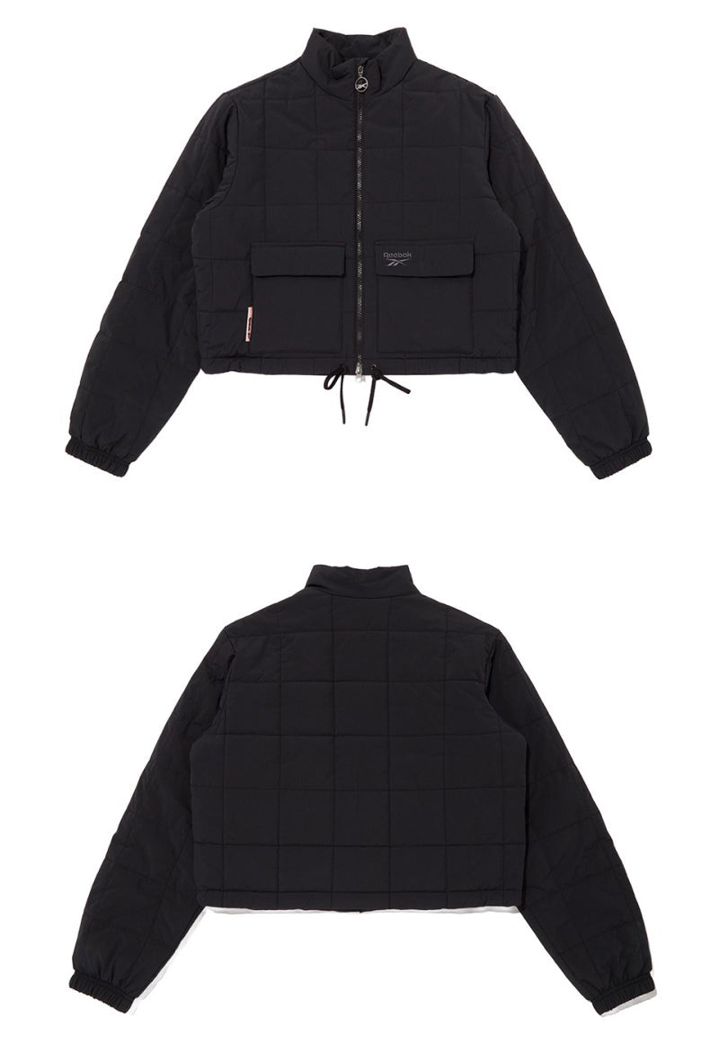 女款【WE ARE】韓國Reebok 短版方格科技棉保暖外套  REJU5FP36