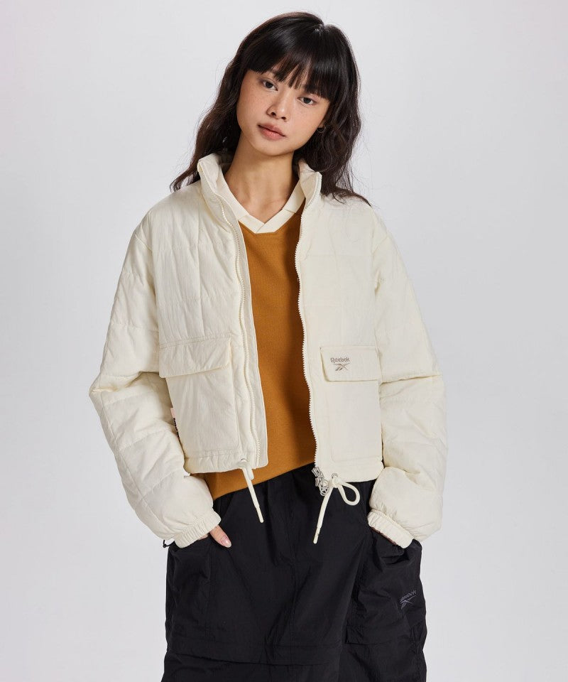 女款【WE ARE】韓國Reebok 短版方格科技棉保暖外套  REJU5FP36