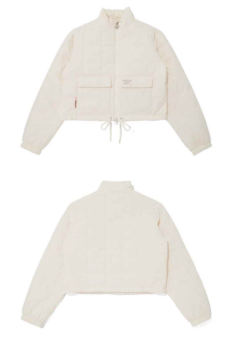 女款【WE ARE】韓國Reebok 短版方格科技棉保暖外套  REJU5FP36