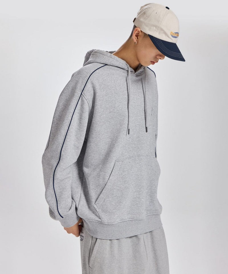 （版型偏小）男款【WE ARE】韓國Reebok 刺繡拼色線條刷毛帽T  RETS5FH43