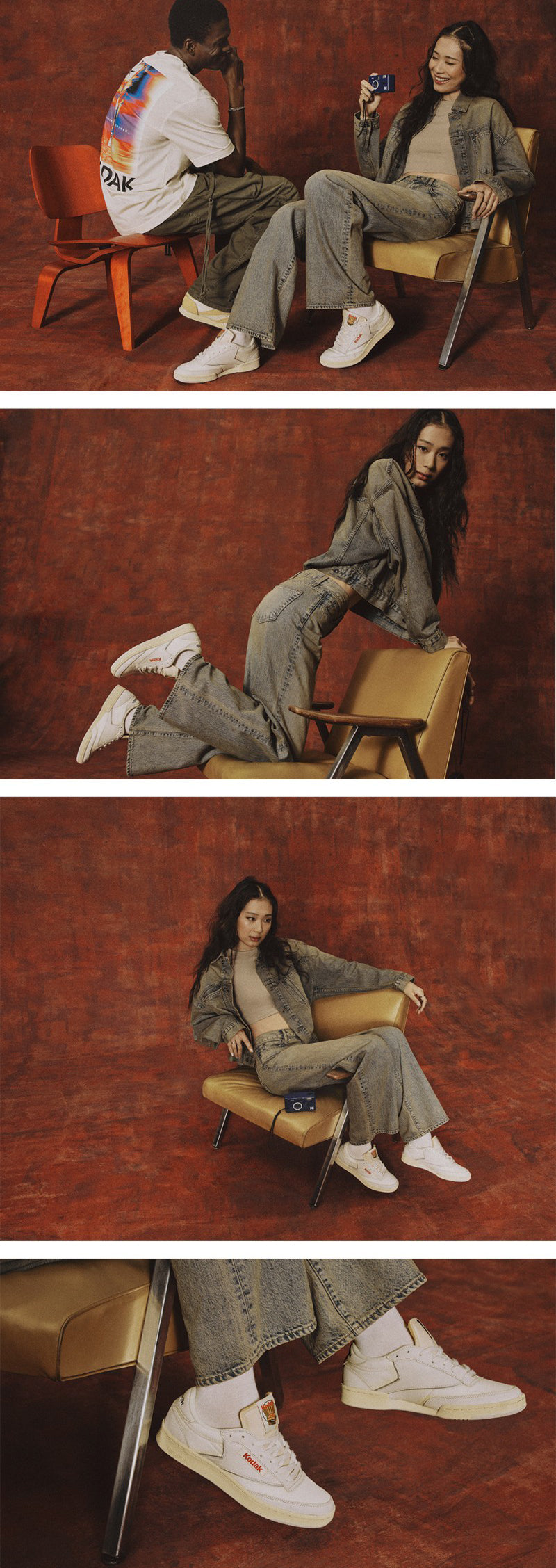 正碼帶【WE ARE】韓國ReebokxKodak 聯名刷舊異材質板鞋 RESO5E003