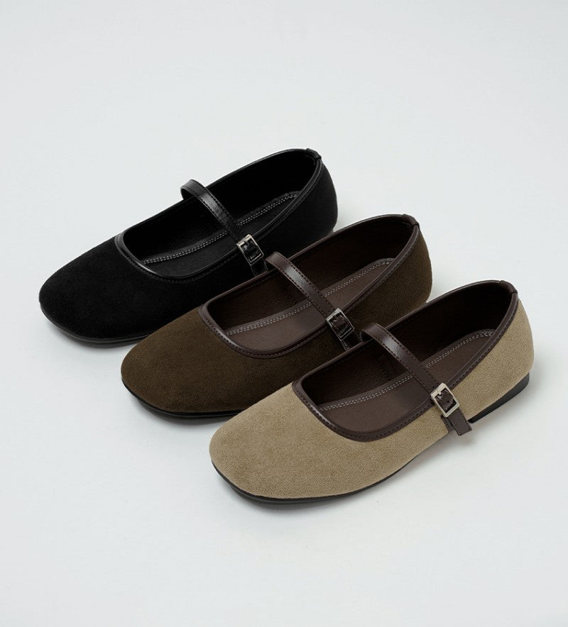 【WE ARE】韓國CHAAKAN 復古麂皮配色瑪莉珍 PMSDR3H155