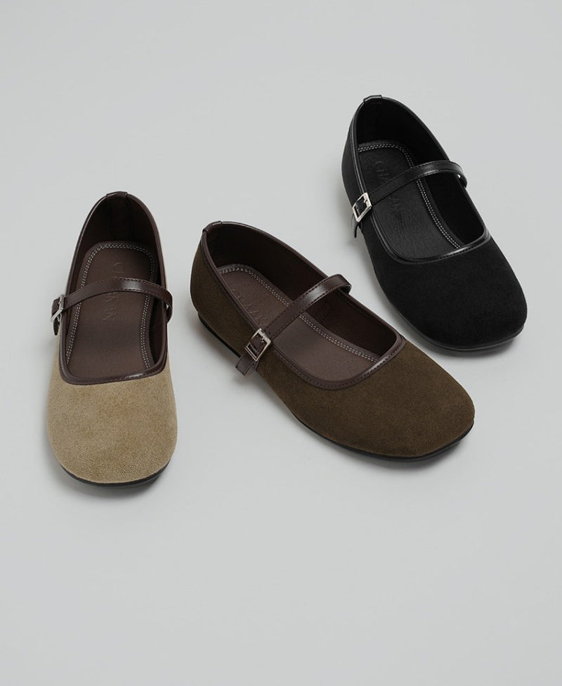 【WE ARE】韓國CHAAKAN 復古麂皮配色瑪莉珍 PMSDR3H155