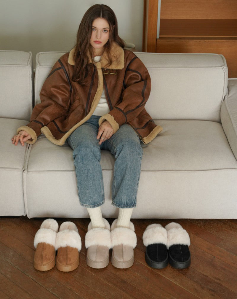 【WE ARE】韓國CHAAKAN 舒服厚底雪拖 (毛毛可拆) WTSDR4G86