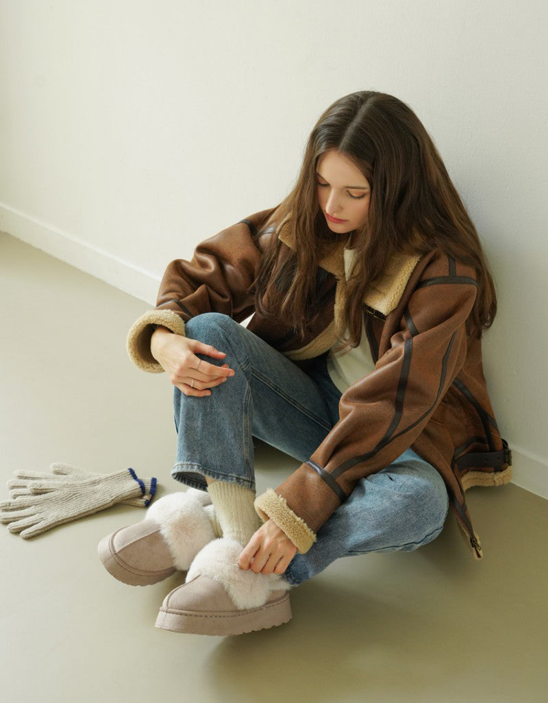 【WE ARE】韓國CHAAKAN 舒服厚底雪拖 (毛毛可拆) WTSDR4G86