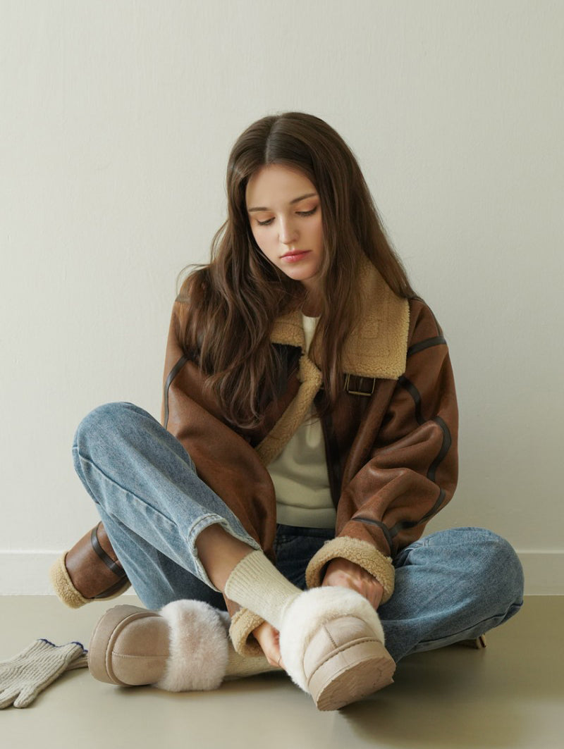 【WE ARE】韓國CHAAKAN 舒服厚底雪拖 (毛毛可拆) WTSDR4G86