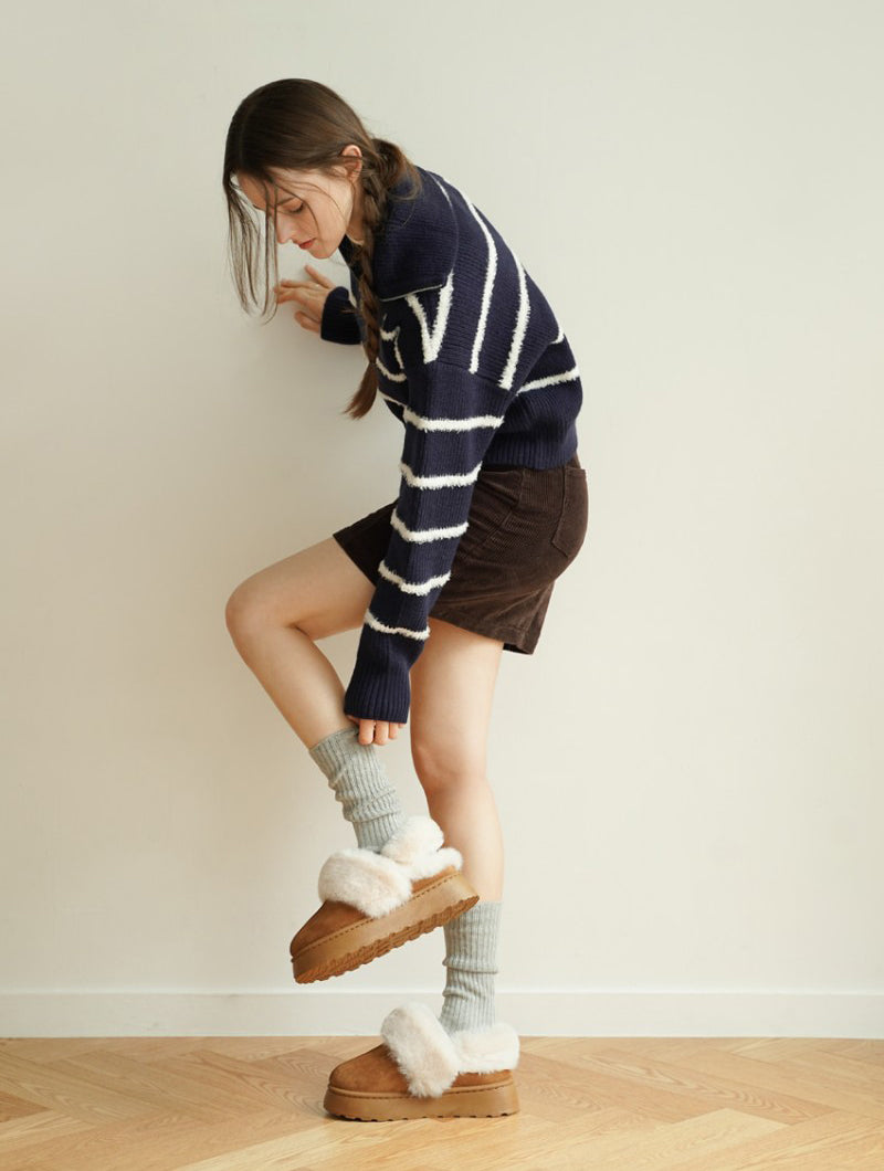 【WE ARE】韓國CHAAKAN 舒服厚底雪拖 (毛毛可拆) WTSDR4G86