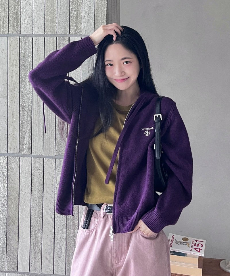 【WE ARE】韓國CITYBREEZE66%羊毛雙拉鏈連帽針織外套 CTH4CD24