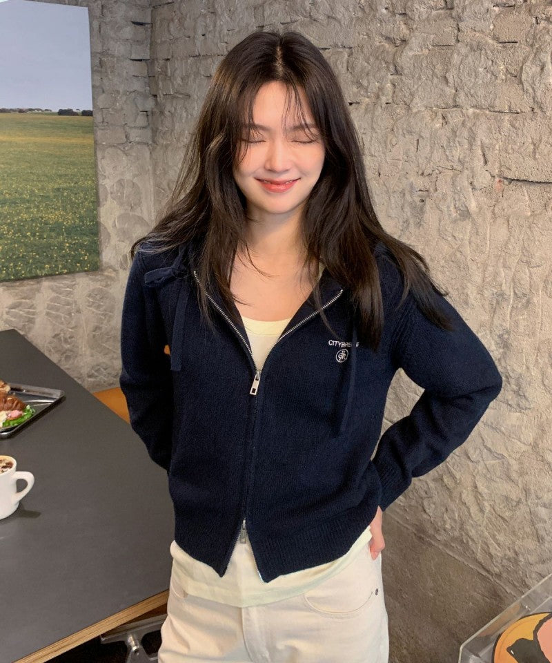 【WE ARE】韓國CITYBREEZE66%羊毛雙拉鏈連帽針織外套 CTH4CD24