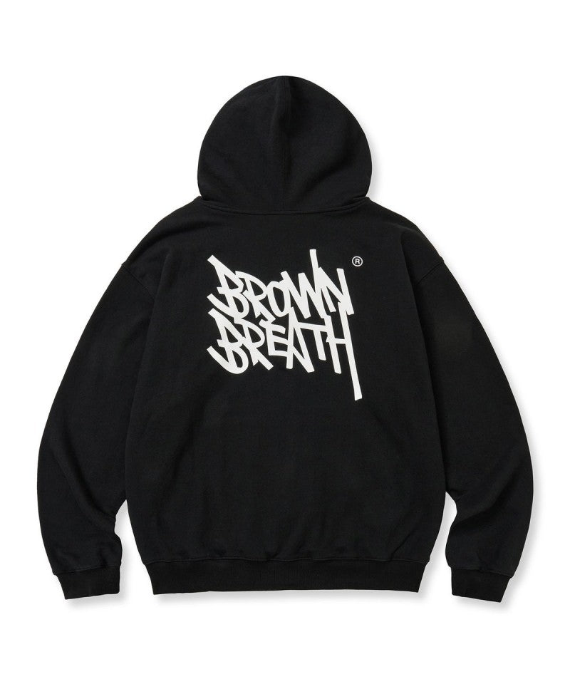 【WE ARE】韓國BROWNBREATH 膠印無刷毛連帽外套 BKWMHZB01