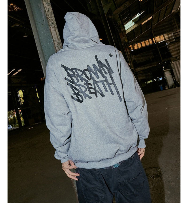 【WE ARE】韓國BROWNBREATH 膠印無刷毛連帽外套 BKWMHZB01