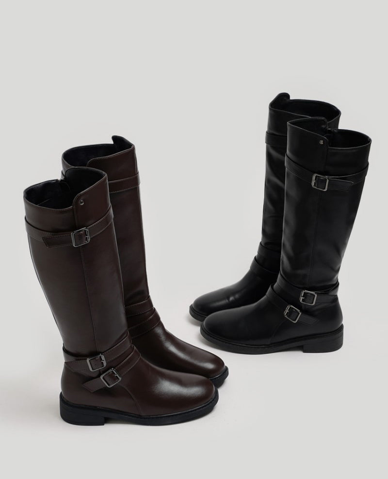 【WE ARE】韓國CHAAKAN金屬扣小跟長靴 BLLTR4H859