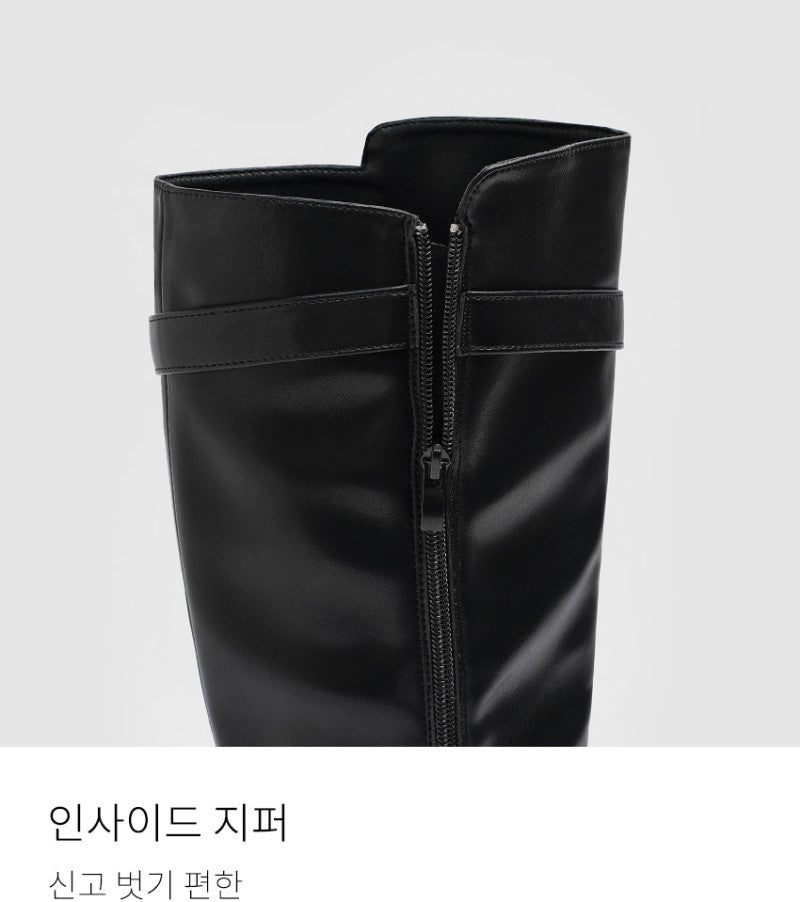 【WE ARE】韓國CHAAKAN金屬扣小跟長靴 BLLTR4H859