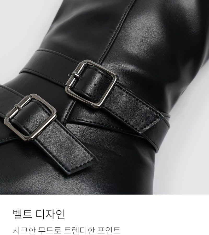 【WE ARE】韓國CHAAKAN金屬扣小跟長靴 BLLTR4H859