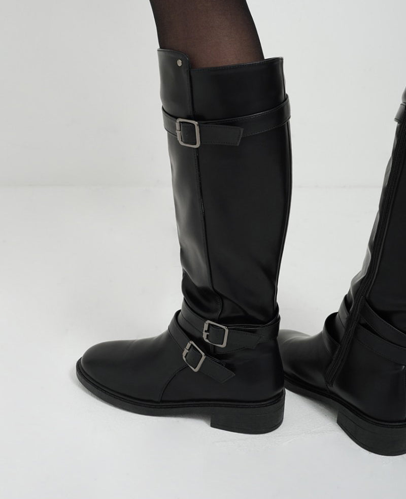 【WE ARE】韓國CHAAKAN金屬扣小跟長靴 BLLTR4H859