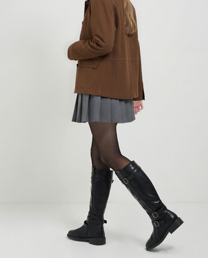 【WE ARE】韓國CHAAKAN金屬扣小跟長靴 BLLTR4H859