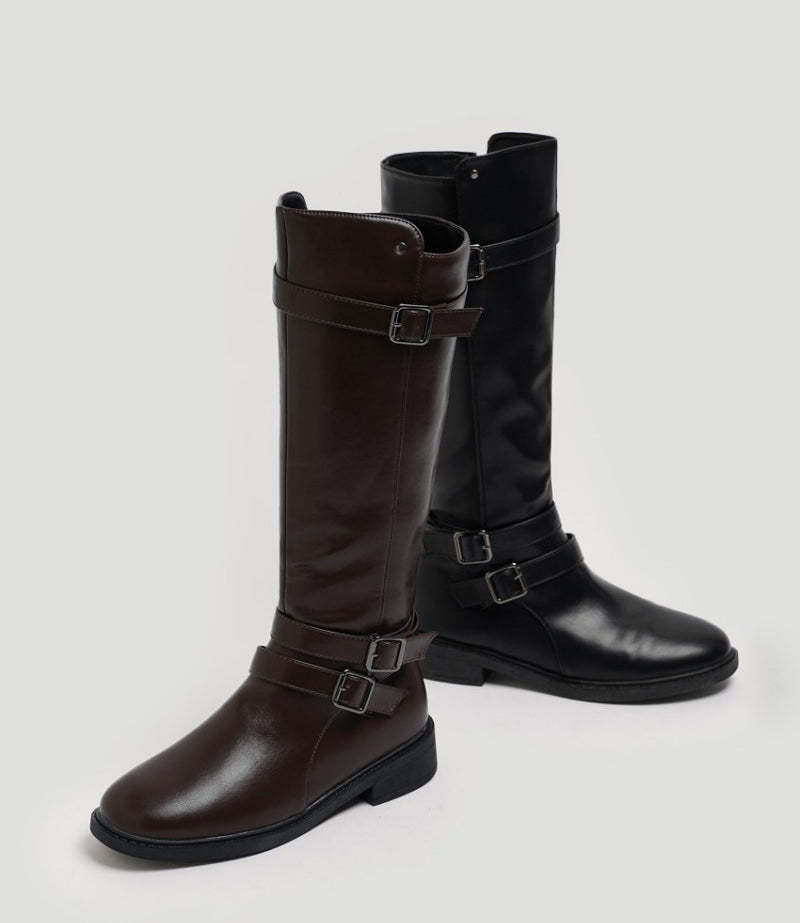 【WE ARE】韓國CHAAKAN金屬扣小跟長靴 BLLTR4H859