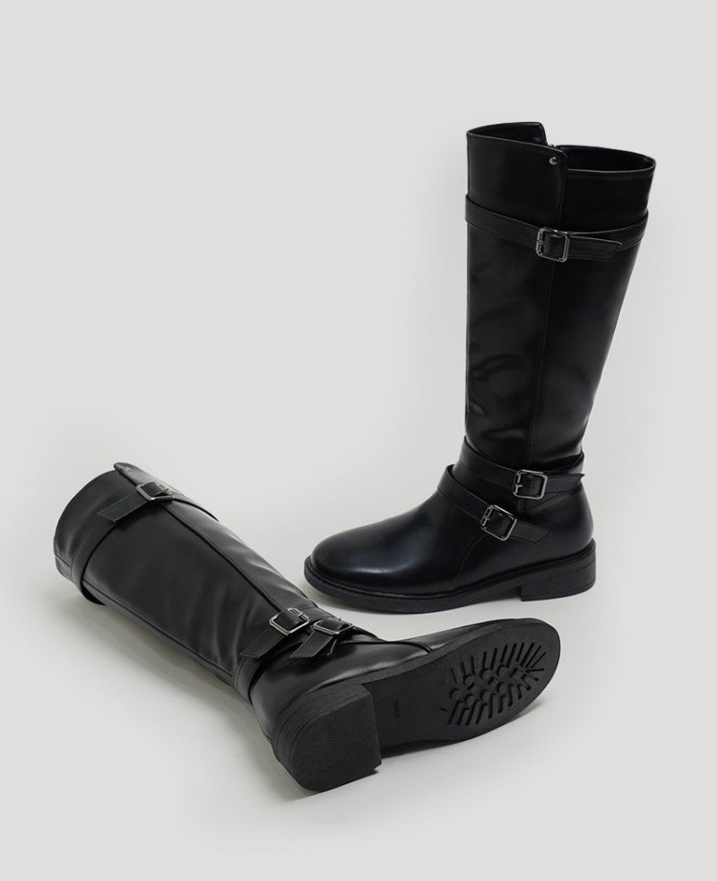 【WE ARE】韓國CHAAKAN金屬扣小跟長靴 BLLTR4H859