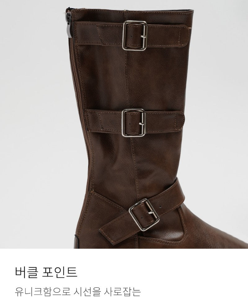 【WE ARE】韓國CHAAKAN 三排金屬扣低跟中短靴 BLLTR4H850