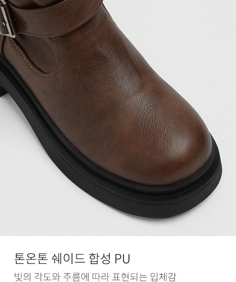 【WE ARE】韓國CHAAKAN 三排金屬扣低跟中短靴 BLLTR4H850