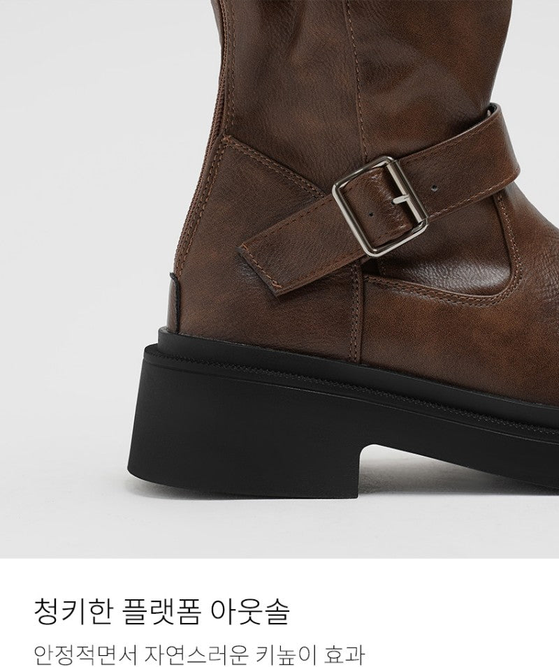 【WE ARE】韓國CHAAKAN 三排金屬扣低跟中短靴 BLLTR4H850