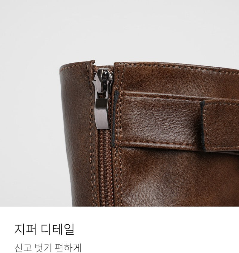 【WE ARE】韓國CHAAKAN 三排金屬扣低跟中短靴 BLLTR4H850