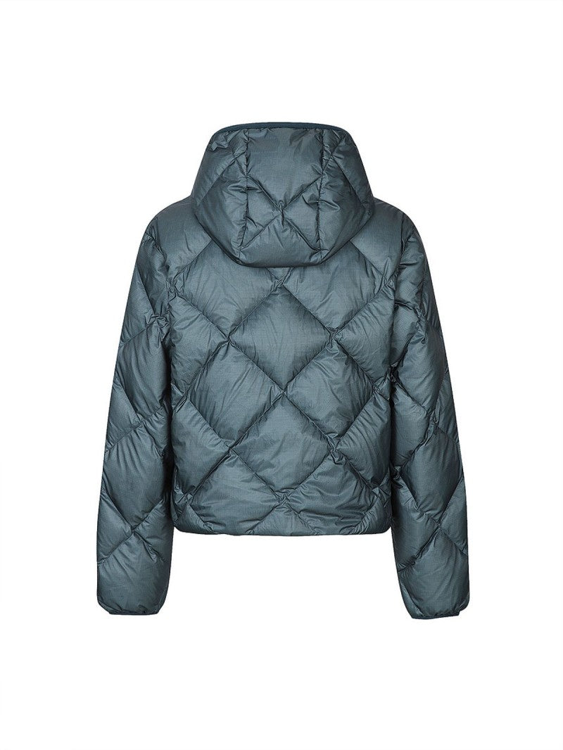 女款【WE ARE】韓國Discovery 菱紋連帽輕羽絨外套DWDJ9M056