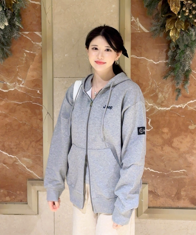 中性版【WE ARE】韓國JEEP臂章logo雙拉鏈連帽外套 JR5TZU051