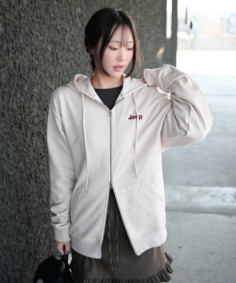 中性版【WE ARE】韓國JEEP臂章logo雙拉鏈連帽外套 JR5TZU051