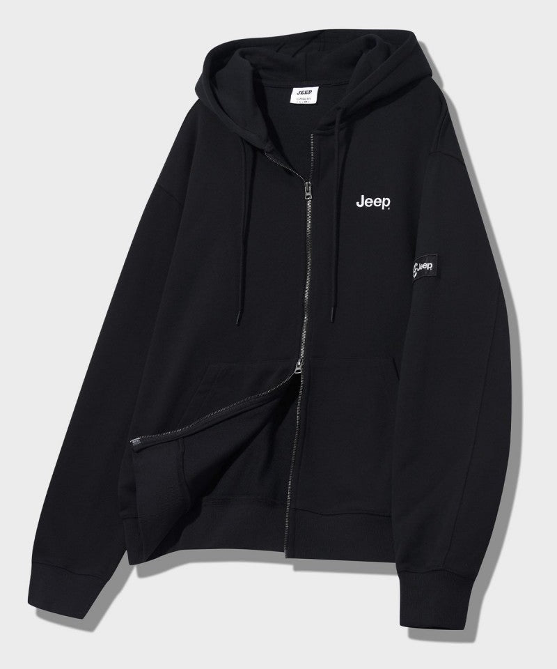 中性版【WE ARE】韓國JEEP臂章logo雙拉鏈連帽外套 JR5TZU051