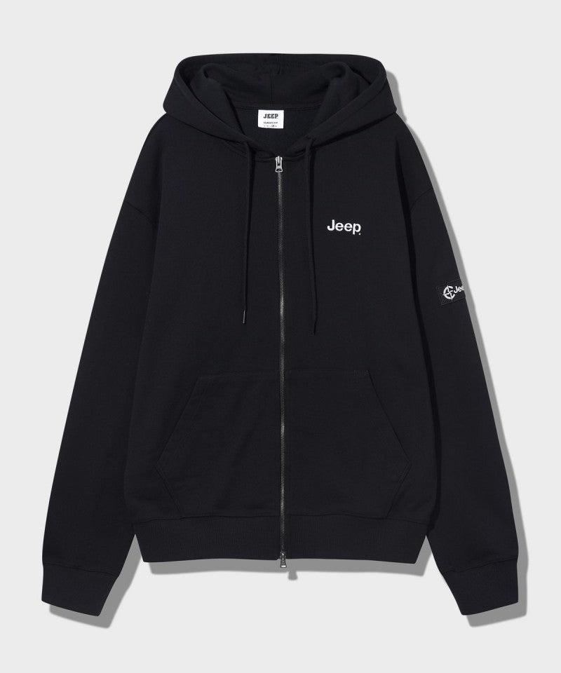 中性版【WE ARE】韓國JEEP臂章logo雙拉鏈連帽外套 JR5TZU051