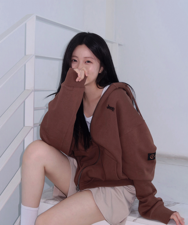 中性版【WE ARE】韓國JEEP臂章logo雙拉鏈連帽外套 JR5TZU051