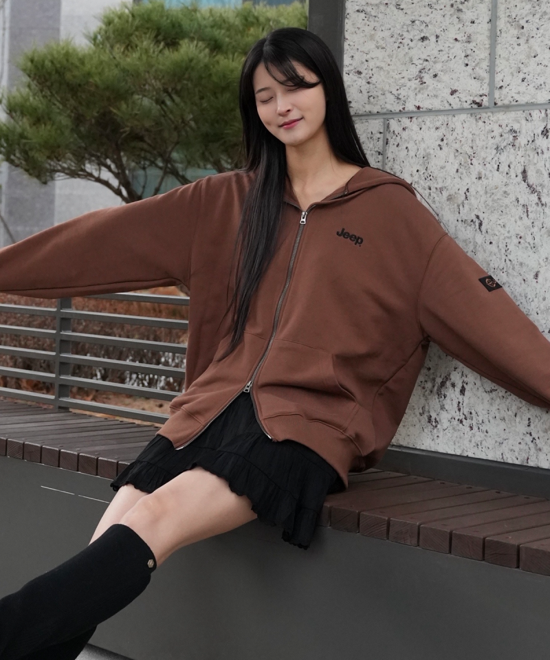 中性版【WE ARE】韓國JEEP臂章logo雙拉鏈連帽外套 JR5TZU051