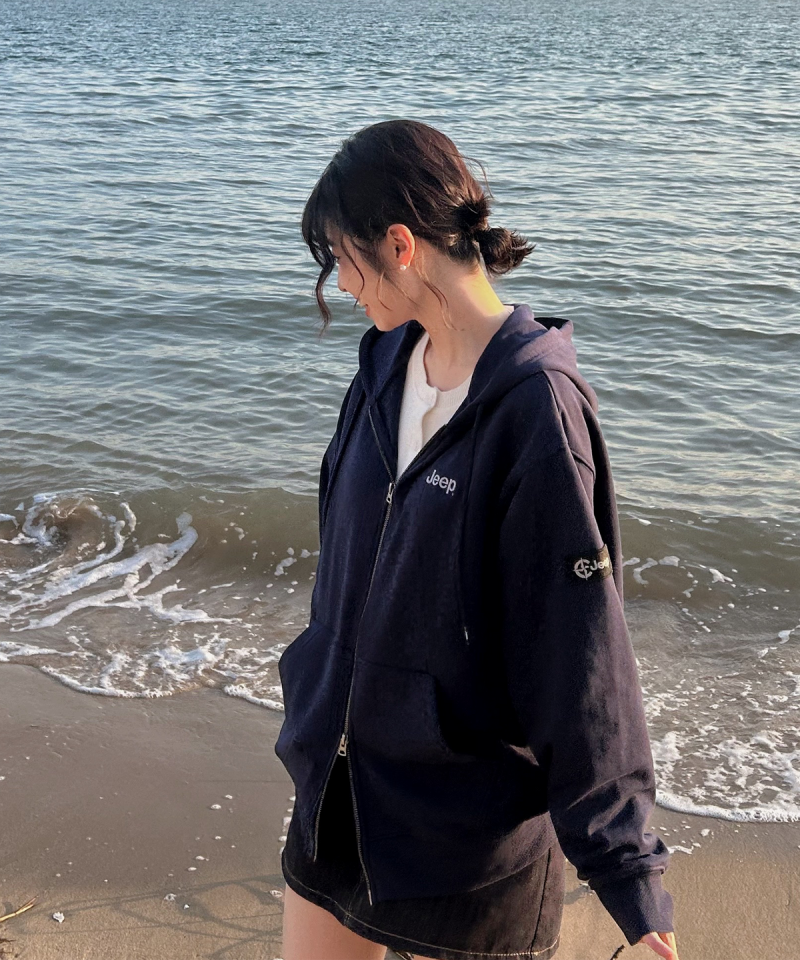 中性版【WE ARE】韓國JEEP臂章logo雙拉鏈連帽外套 JR5TZU051