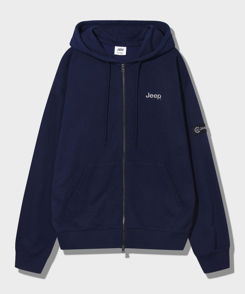 中性版【WE ARE】韓國JEEP臂章logo雙拉鏈連帽外套 JR5TZU051