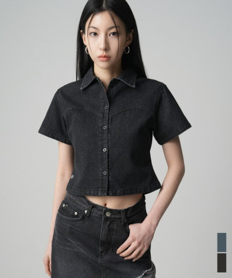 【WE ARE】韓國AVANDRESS牛仔短袖襯衫AD41SH03