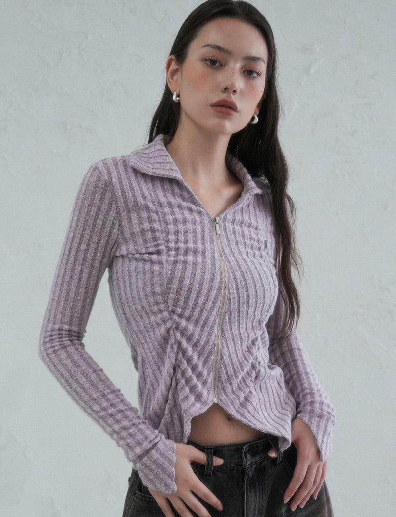 【WE ARE】韓國AVANDRESS針織開衫外套Faye shirring Zip-up