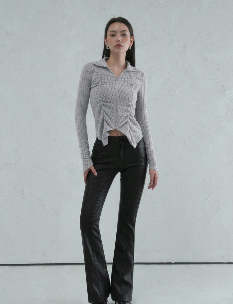 【WE ARE】韓國AVANDRESS針織開衫外套Faye shirring Zip-up