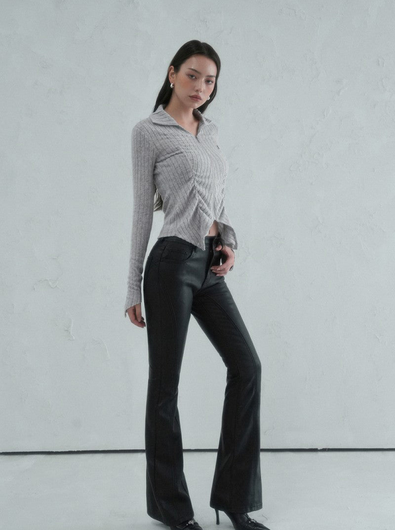 【WE ARE】韓國AVANDRESS針織開衫外套Faye shirring Zip-up