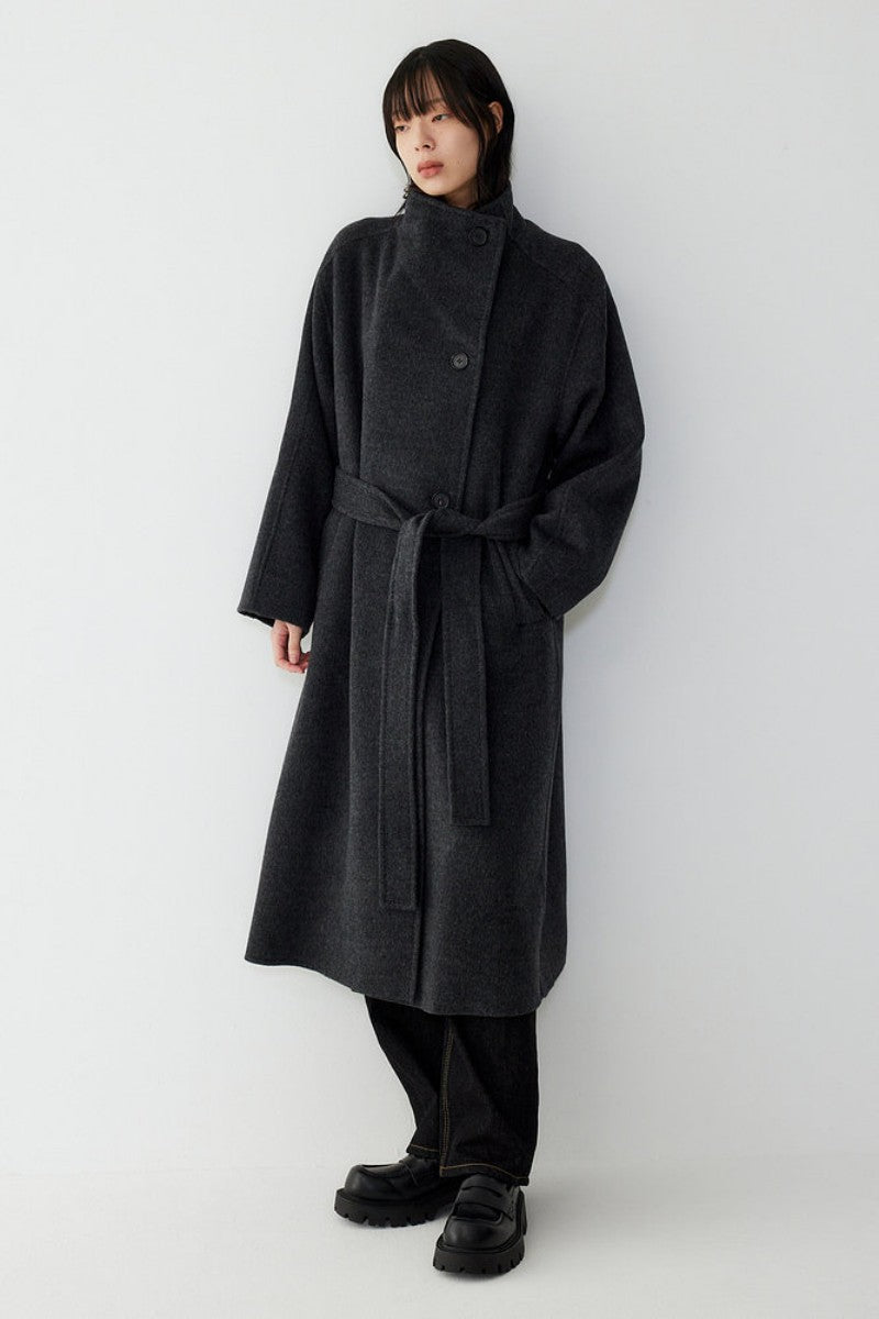 【WE ARE】韓國Studio Tomboy小立領78%羊毛長版大衣 9105411221
