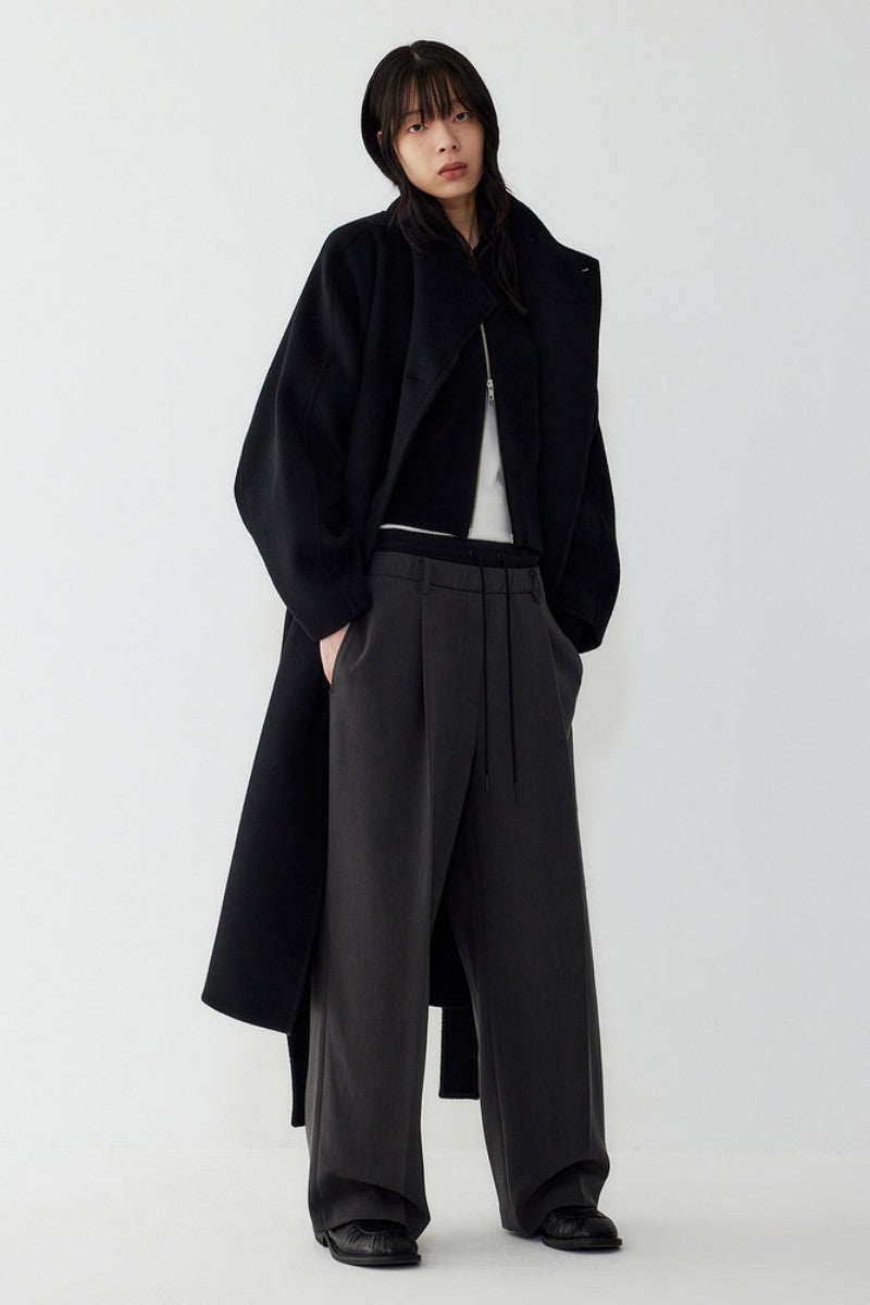 【WE ARE】韓國Studio Tomboy小立領78%羊毛長版大衣 9105411221