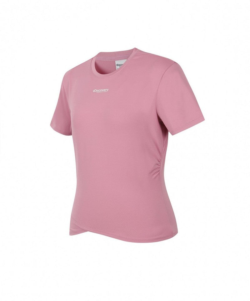 【WE ARE】韓國Discovery女款側邊抓皺短Ｔ DWRS9T063