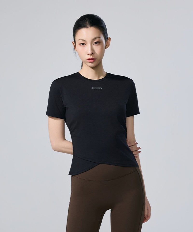 【WE ARE】韓國Discovery女款側邊抓皺短Ｔ DWRS9T063