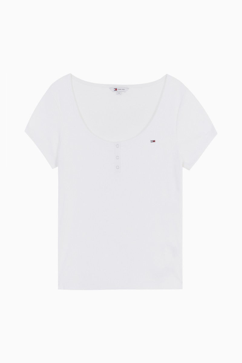 【WE ARE】韓國TOMMY JEANS大U排扣合身短袖 T32F6TTO02TWT1