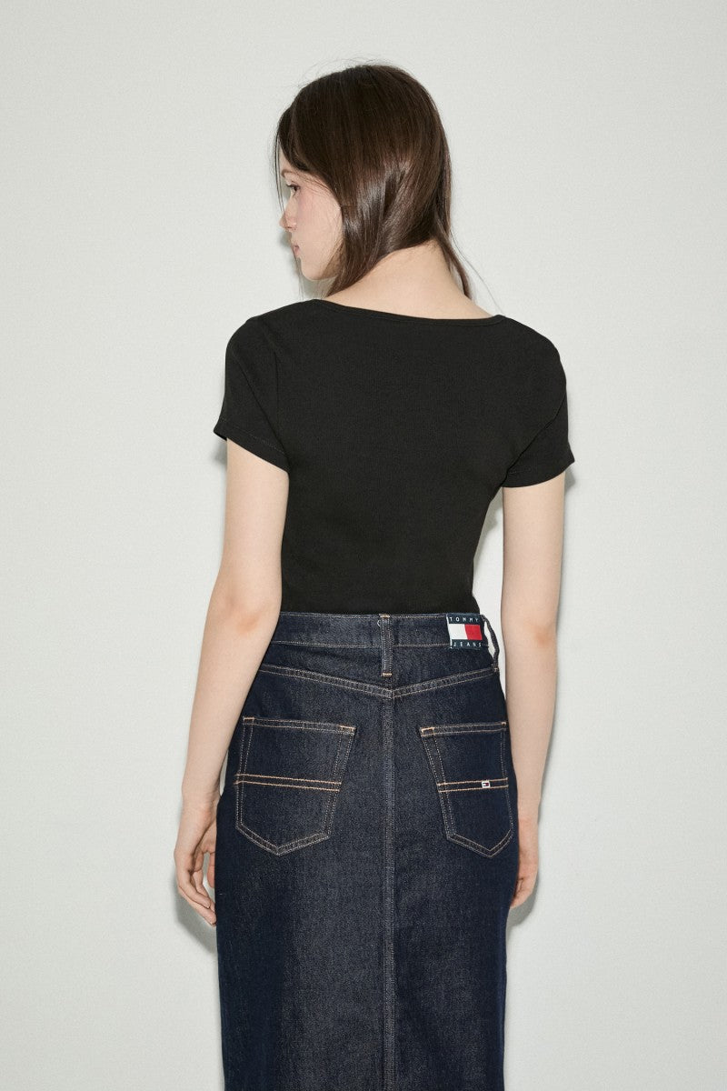 【WE ARE】韓國TOMMY JEANS大U排扣合身短袖 T32F6TTO02TWT1