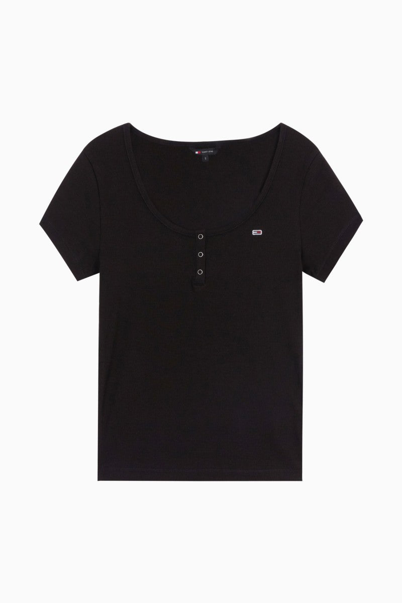 【WE ARE】韓國TOMMY JEANS大U排扣合身短袖 T32F6TTO02TWT1