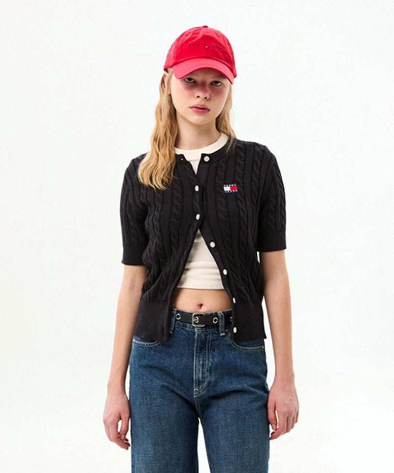 【WE ARE】韓國TOMMY JEANS休閒麻花短袖針織衫T32G1KCD05TWT2