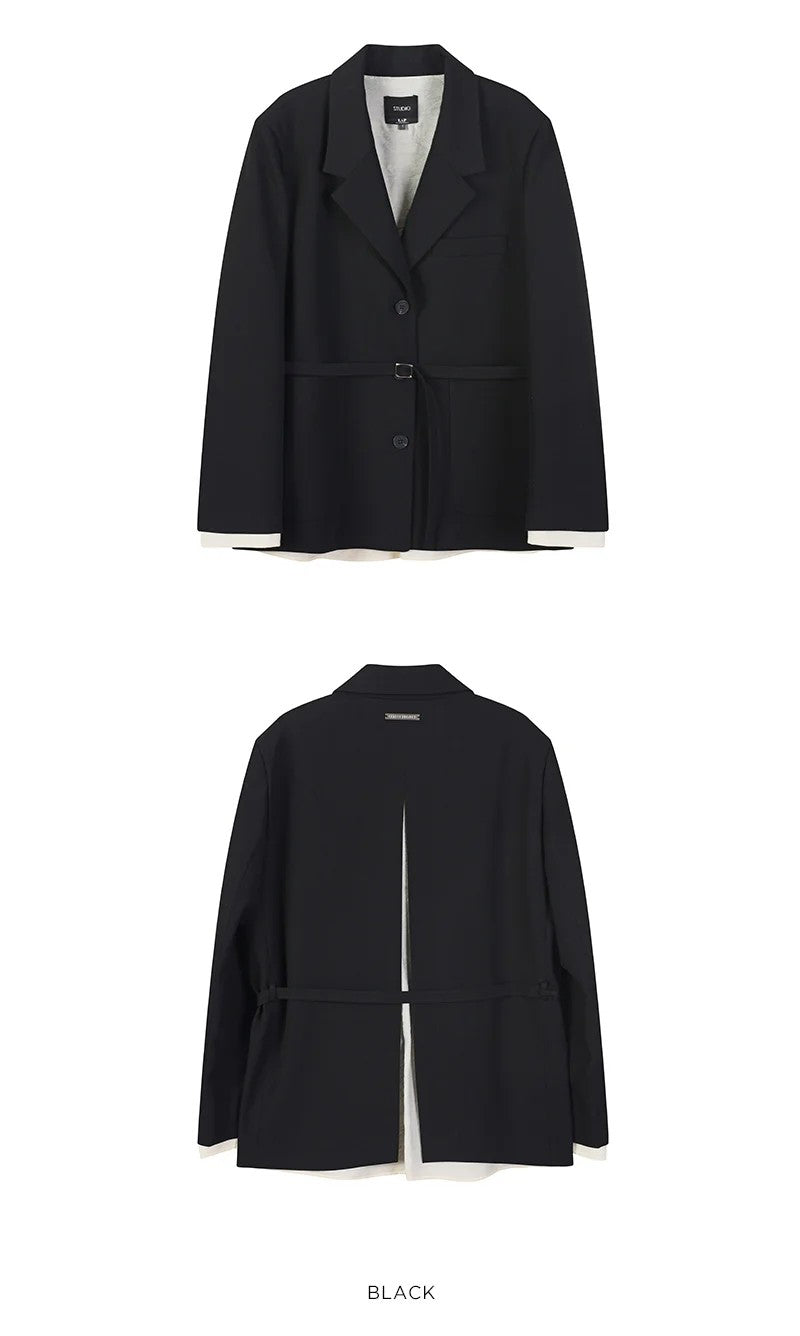 【WE ARE】韓國LAP 假兩件後開衩西裝外套AS1WJ263