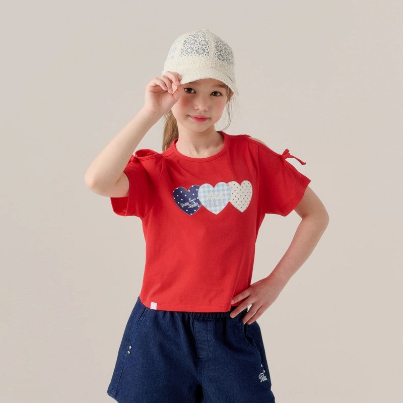 【WE ARE】韓國FILA KIDS休閒露肩短袖T恤FK262RS07G014