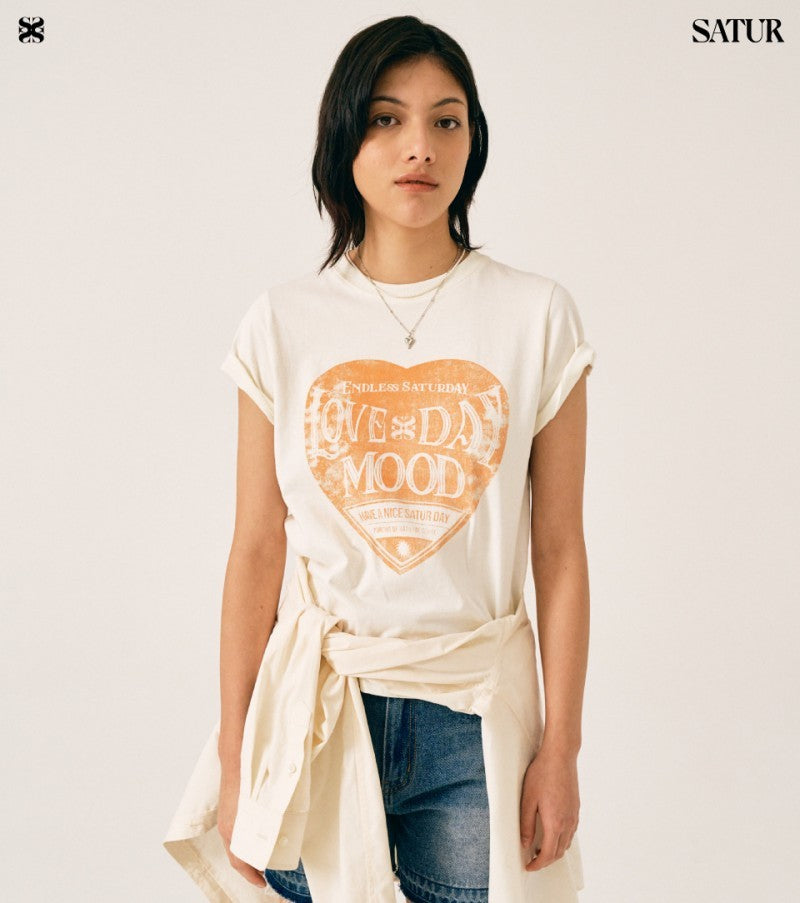 【WE ARE】Korea Satur Heart Short Sleeve T-shirt SA252WTS02/SA252MTS02